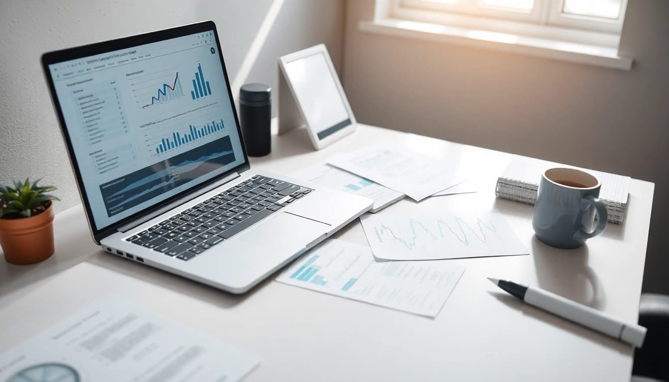 Conducting a Content Gap Analysis with digital tools and data insights on a clear workspace.