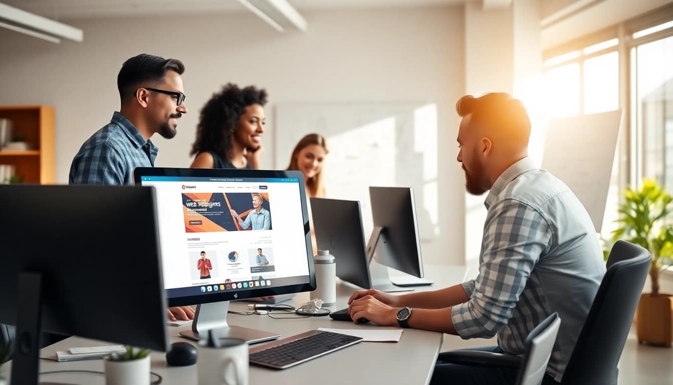 Showcasing Hereford Web Design with a professional team collaborating on innovative web design solutions.