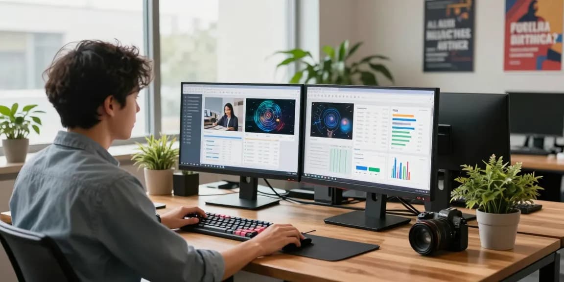 Analyze and detect AI images with advanced moderation technology in a modern workspace.