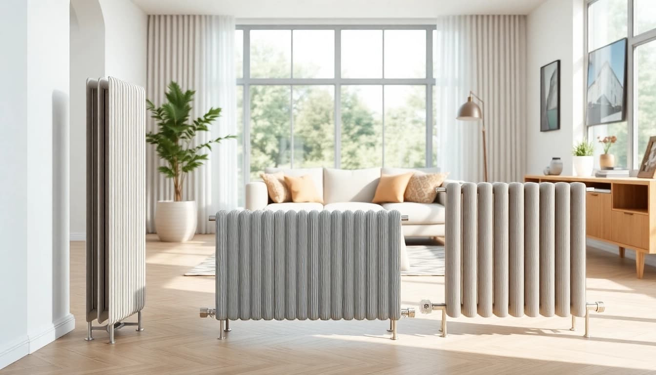heizkörper kaufen in einem modernen Wohnzimmer mit elegantem Design und natürlichem Licht.