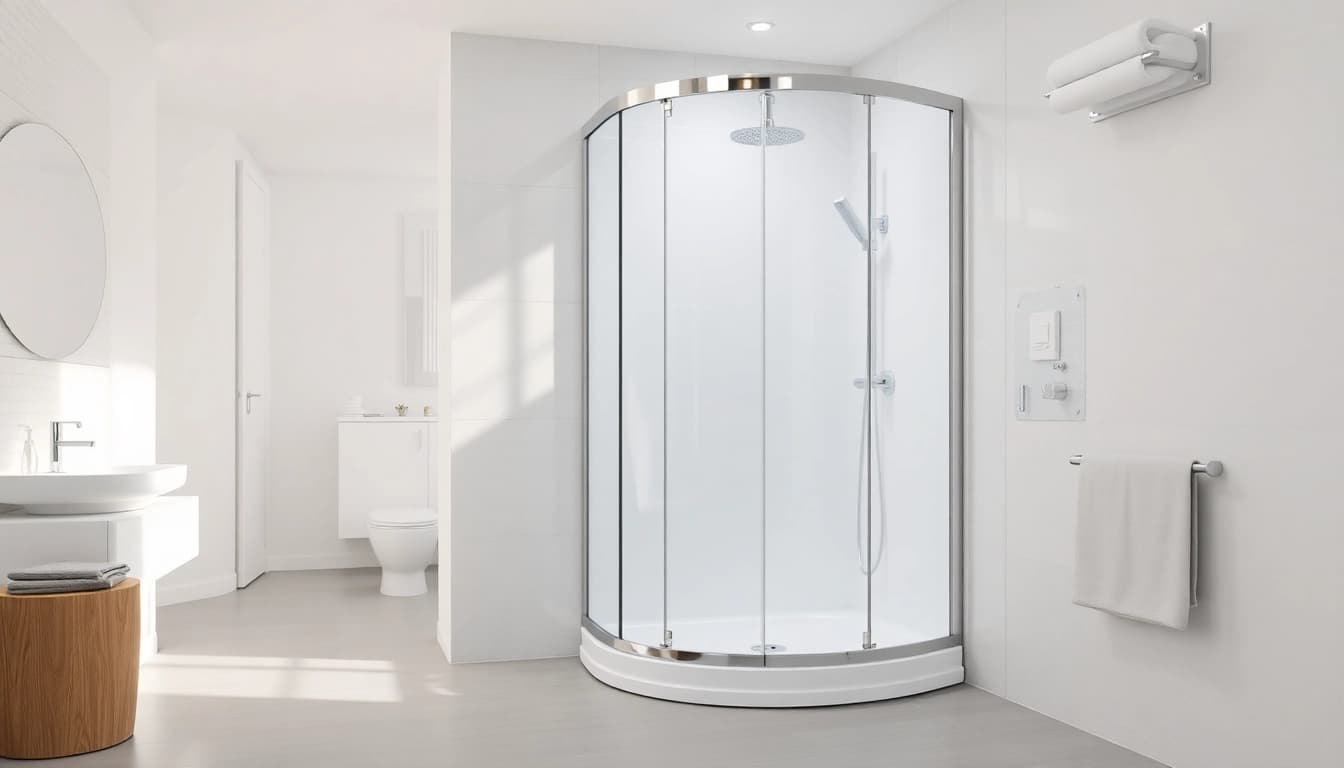 Duschkabine 90x90 komplett in modernem Badezimmer-Design mit eleganten Details.