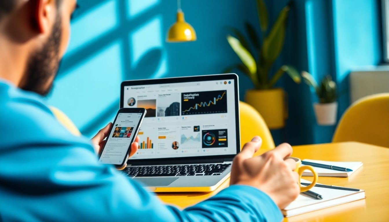 Promote paid links for Instagram creators with an engaging workspace setup showcasing creativity and analytics.