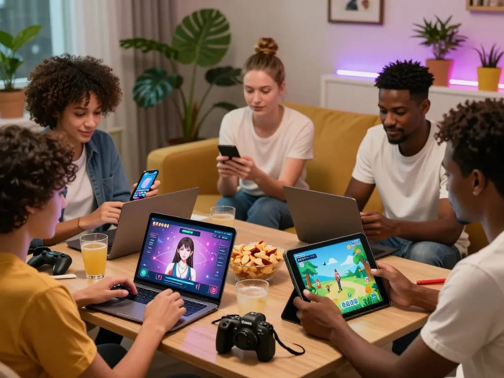 Players enjoy interactive experiences to play porn games in a cozy lounge.