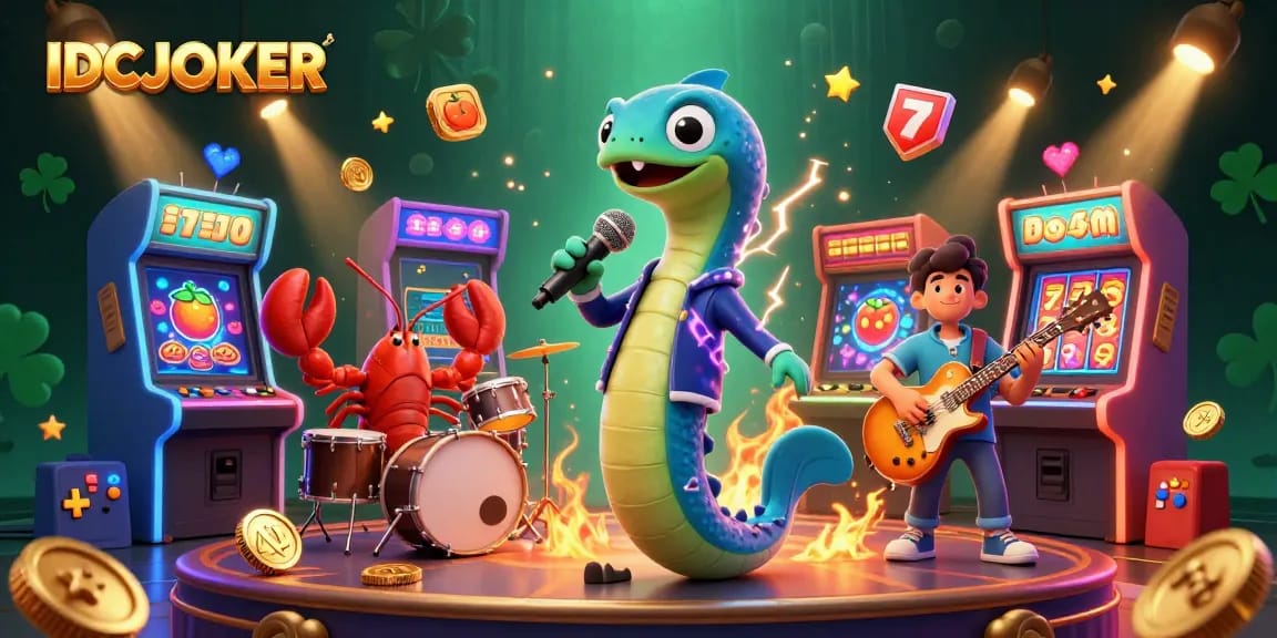 Experience dynamic play with IDCJOKER in this vibrant underwater casino illustration.
