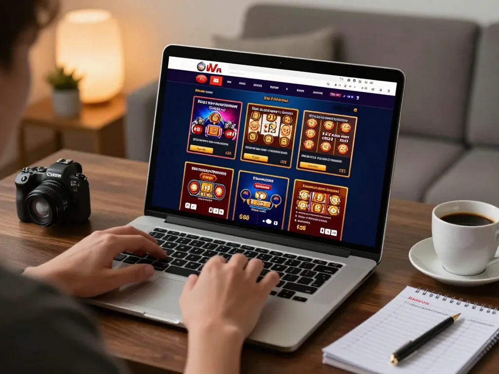 Engaging with TR88's online casino games in a cozy home setup, highlighting strategy and fun.