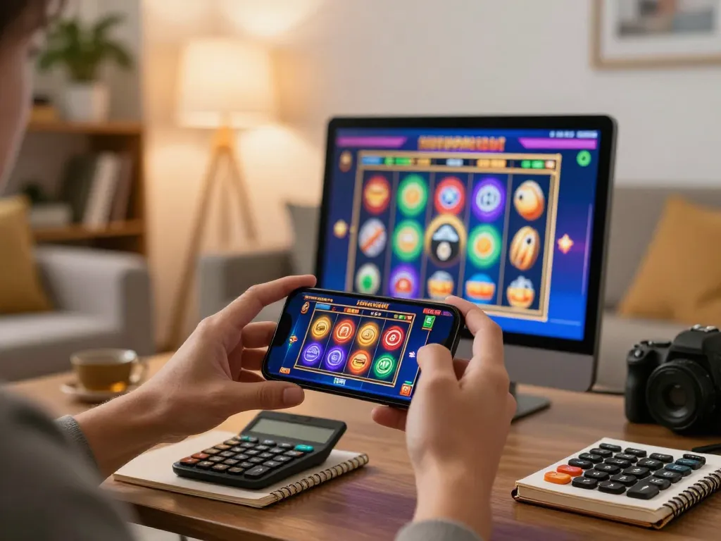Engaging online gaming experience with SC88 slot game displayed on smartphone in a cozy setting