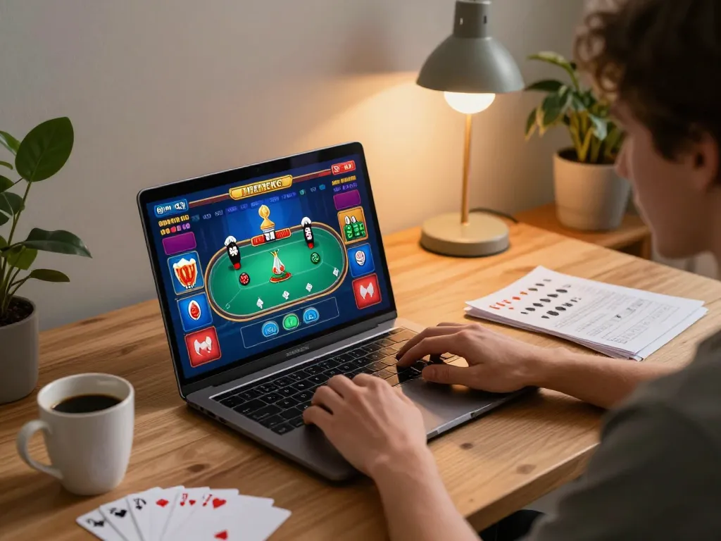 Engage with the ok win online casino experience on a vibrant laptop setup, highlighting live gameplay.