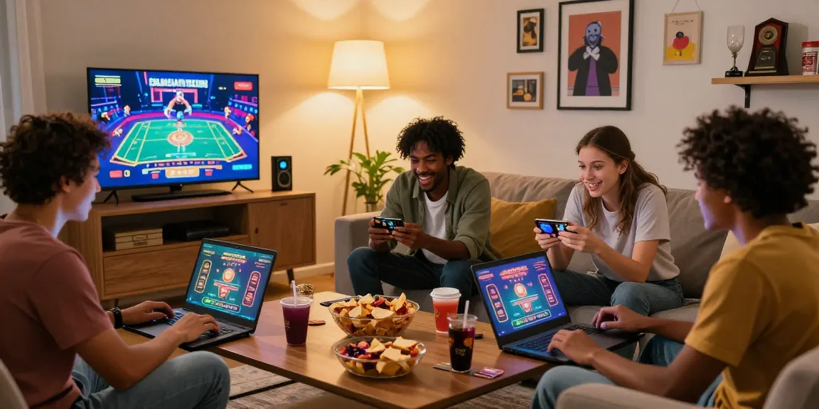 Engaging gaming night at credit card casinos UK, featuring friends enjoying games on laptops, highlighting the joy of online gambling at https://maic.org.uk.