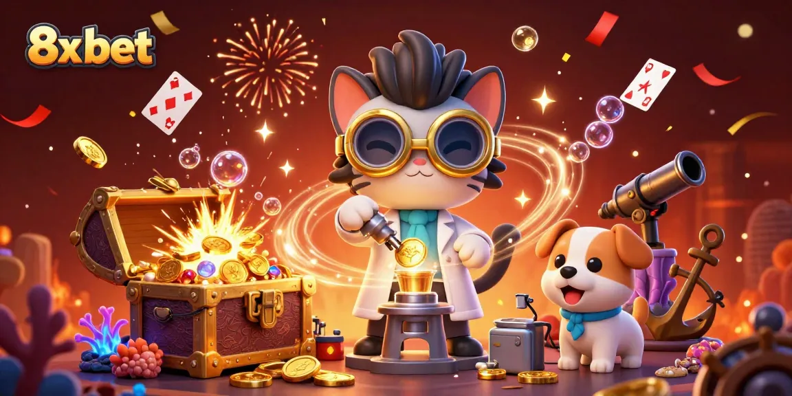 Experience exciting gameplay with 8x bet in this dynamic casino scene filled with gold coins and joyful characters.