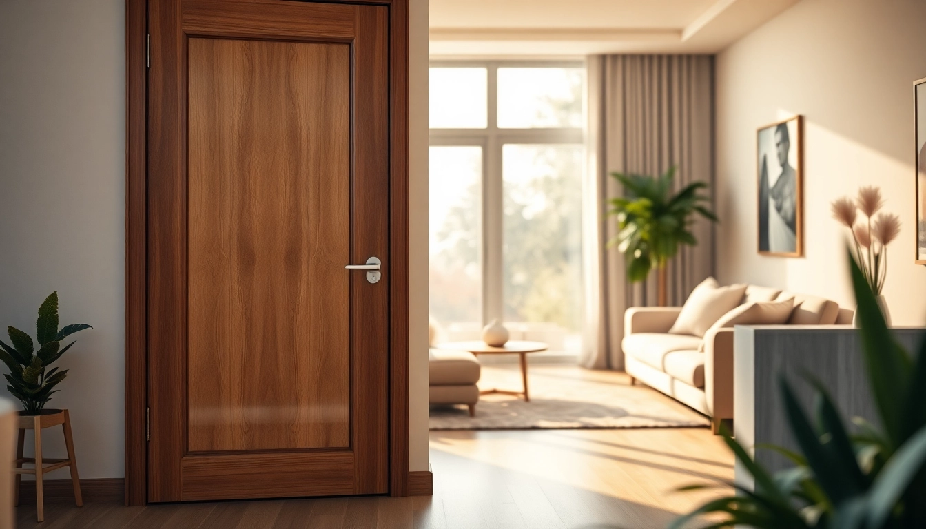 Enhancing spaces with a stylish single leaf swing door featuring polished wood and modern design.