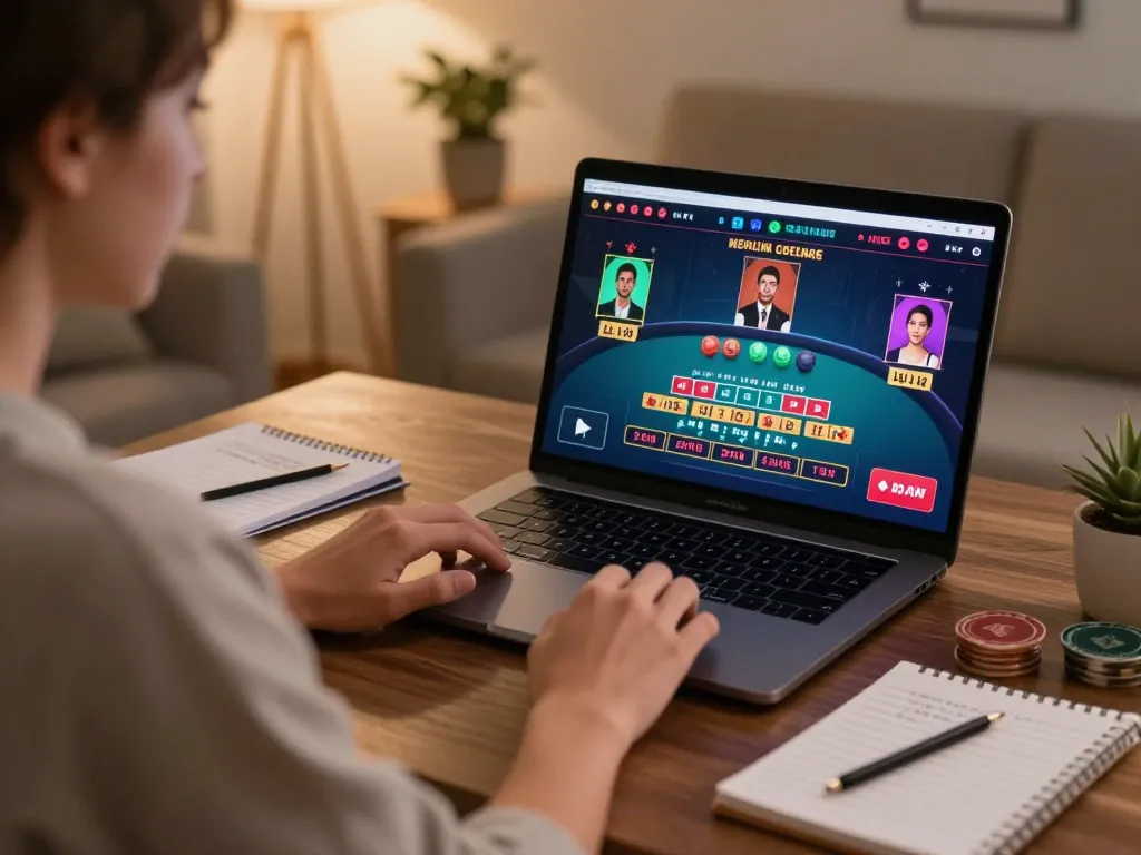 Player enjoying CM88 live dealer baccarat from a cozy home, engaging in strategic online gaming.