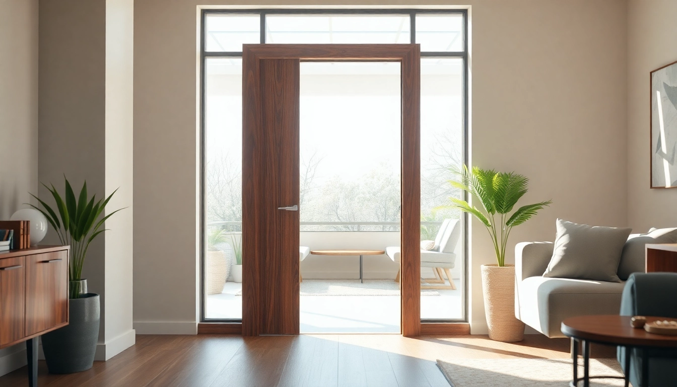 Enhance your space with a stylish single leaf swing door showcasing its sleek design.