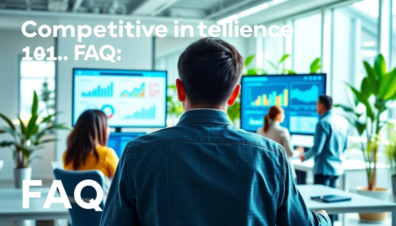 Unveiling competitive intelligence faqs through teamwork in a modern office setting.