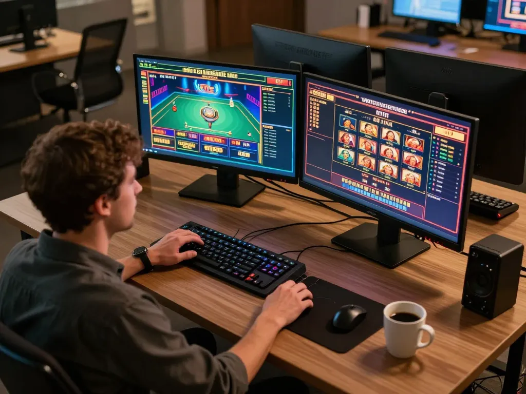 Engage with NK88.COM's live dealer games in a professional online gaming setup, showcasing a focus on strategic gameplay.