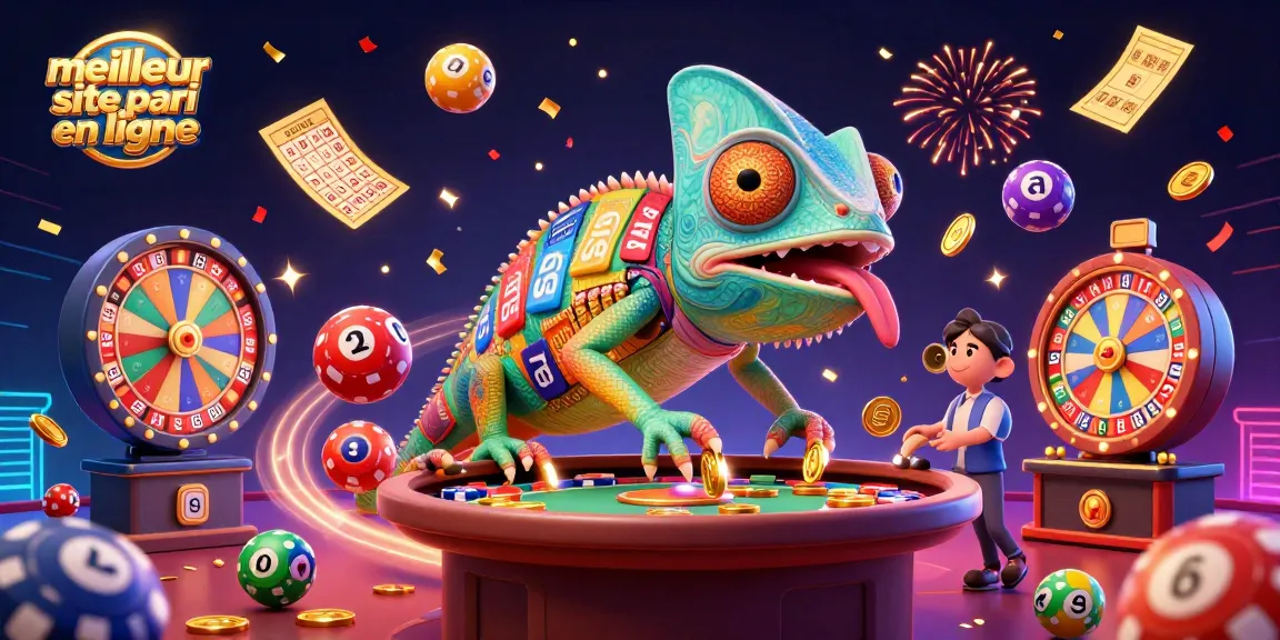Le meilleur site pari en ligne : image dynamique de jeux de loterie et de bingo avec un caméléon en casino