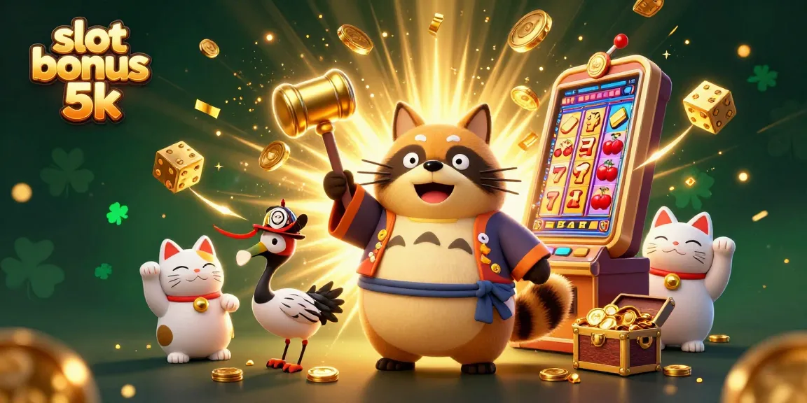 Experience thrilling action with slot bonus 5k in this colorful casino scene featuring lucky symbols and vibrant characters.