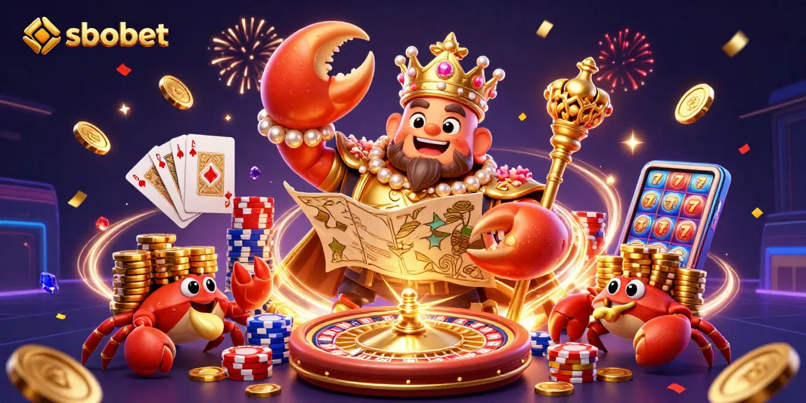 Experience sbobet wins with the golden crab emperor at a vibrant casino scene.