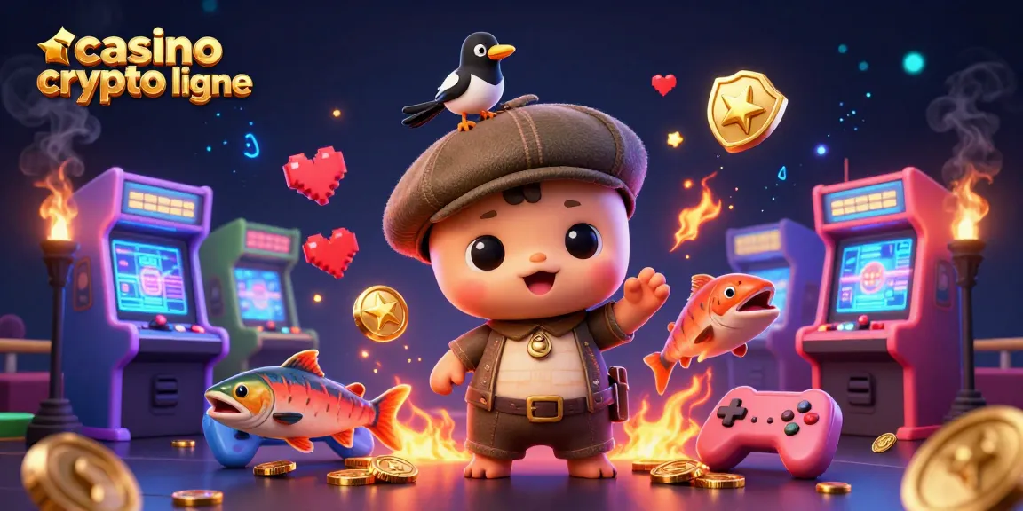 Profitez du plaisir au casino crypto en ligne avec cette illustration 3D captivante pleine de couleurs et de personnages.