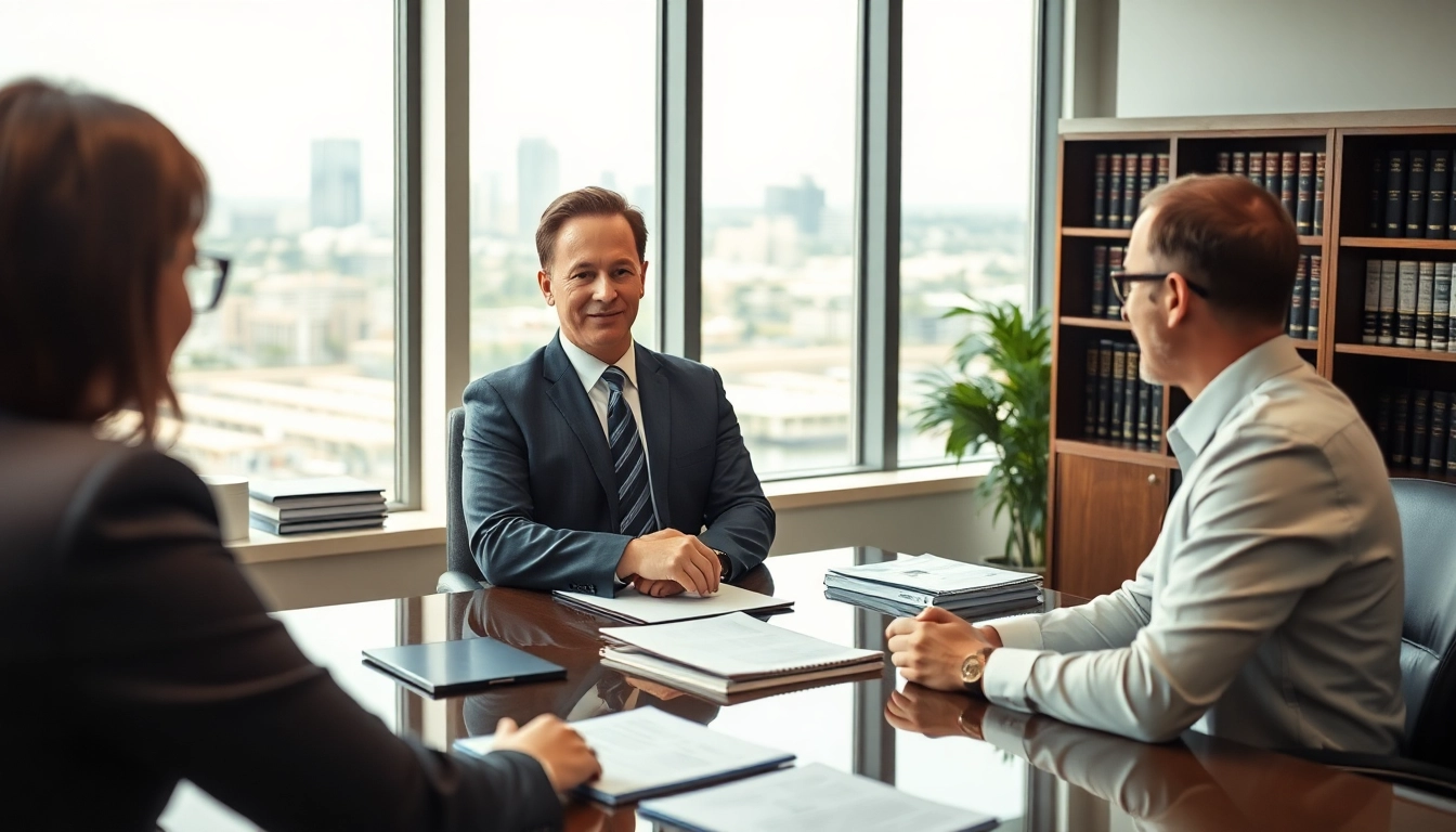 Truck accident attorney Clearwater consulting with a client in a professional setting.