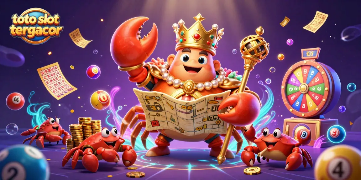 Engage in thrilling play at toto slot tergacor with a vibrant illustration featuring whimsical casino elements and characters.