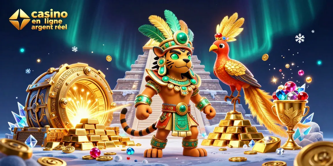 Jouer au casino en ligne argent réel : illustration dynamique avec un prêtre jaguar et des trésors scintillants.