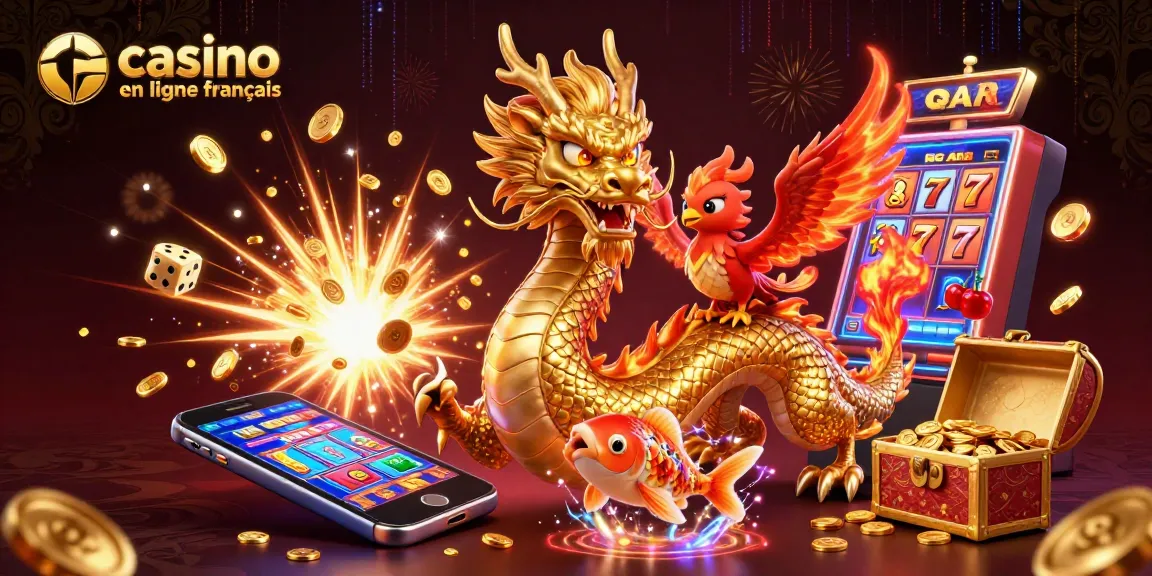 Accédez à la magie des jeux avec le casino en ligne français, où un dragon doré et un phoenix flamboyant illuminent l'univers ludique.