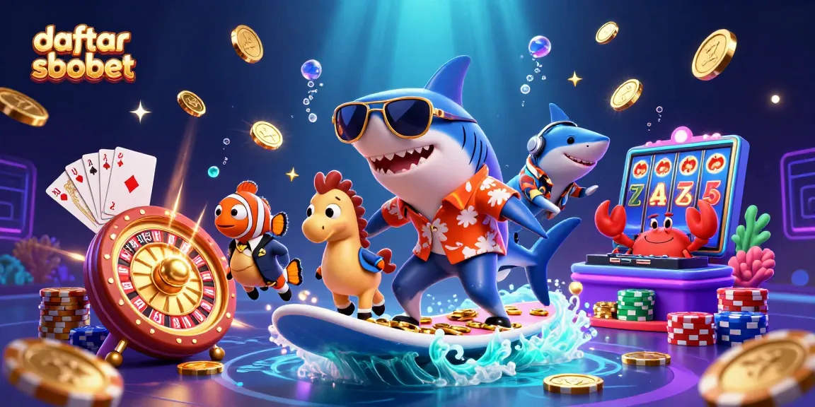 Engage with daftar sbobet amidst a vibrant underwater casino scene filled with thrilling gambling elements.