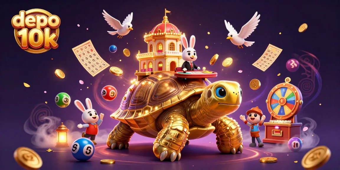 Experience the excitement of depo 10k with a vibrant display of casino games and elements.