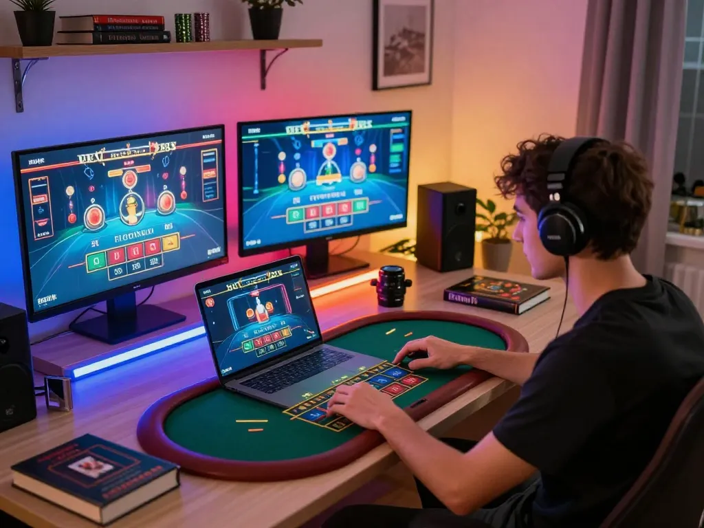 LC 88 online player strategically placing bets in vibrant gaming setup