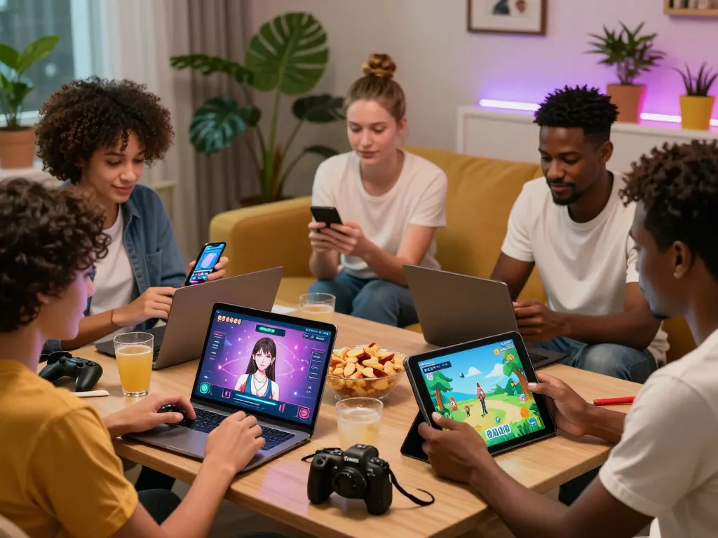 Players enjoy interactive experiences to play porn games in a cozy lounge.