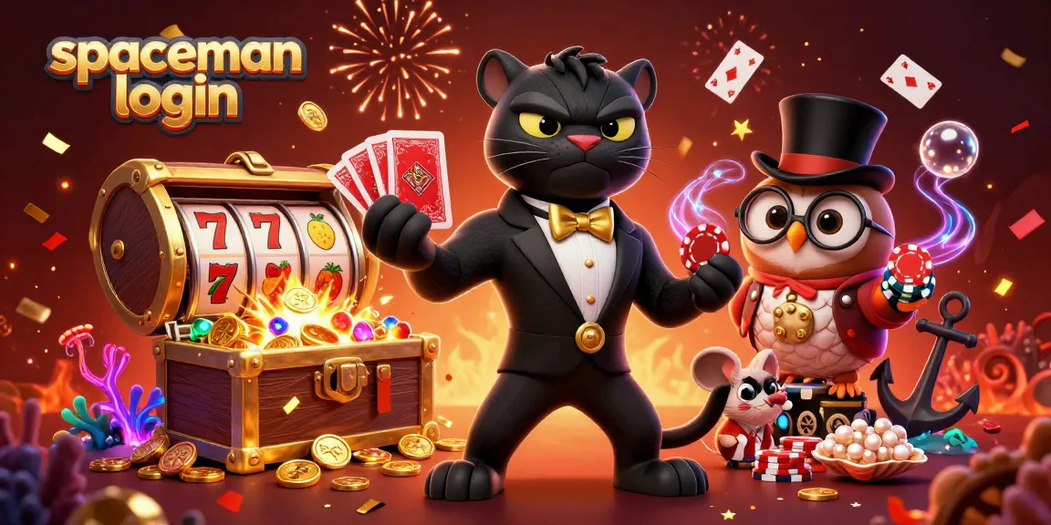 Engage in exciting gameplay with spaceman login while surrounded by vibrant casino elements and characters.