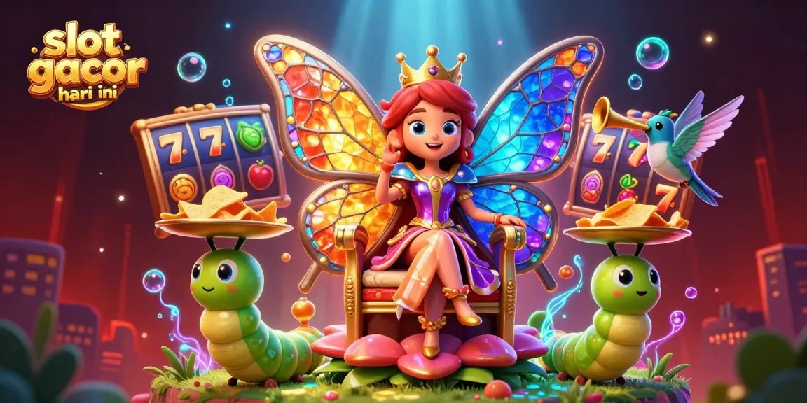 Menangkan slot gacor hari ini dengan raja slot di ilustrasi yang menampilkan karakter 3D menarik dan elemen permainan.