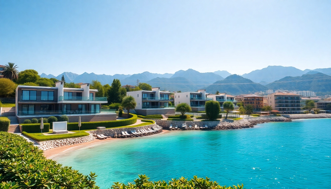 Buy property in Alanya with stunning seaside villas and vibrant landscapes in the background.