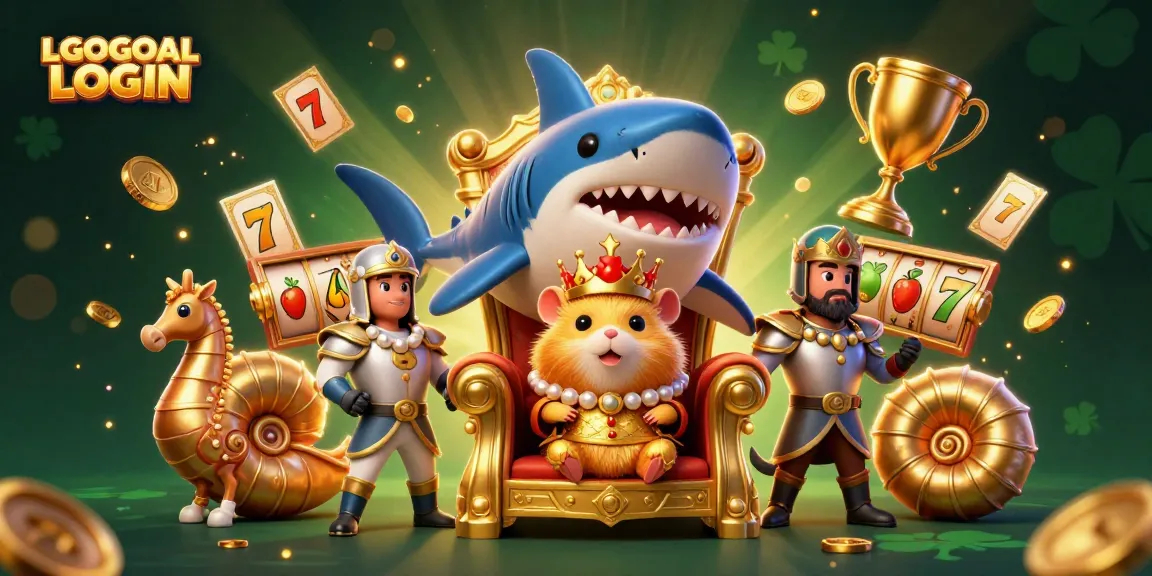 Experience LGOGOAL LOGIN with the golden hamster king in a vibrant casino scene full of dynamic slot elements.