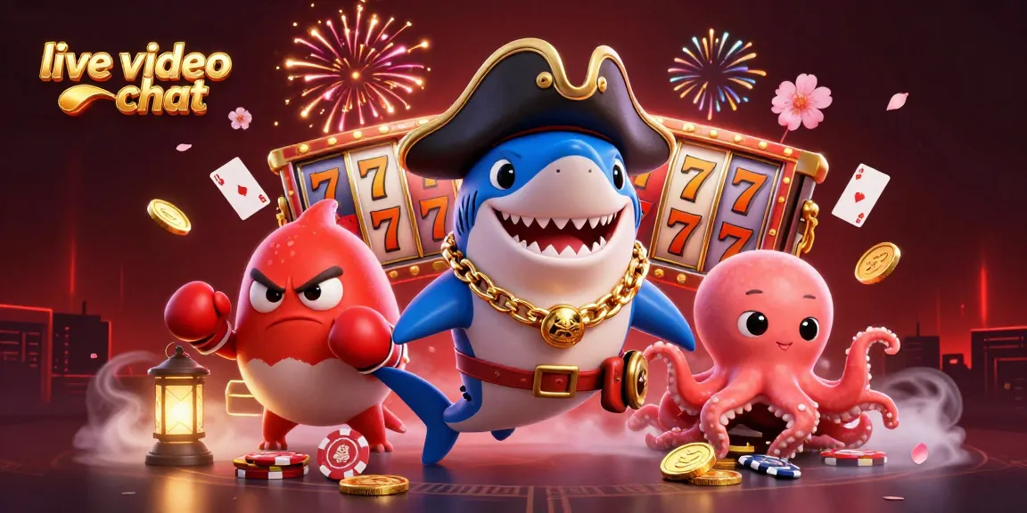 Engage in exciting live video chat with colorful characters in a vibrant casino scene full of fun.
