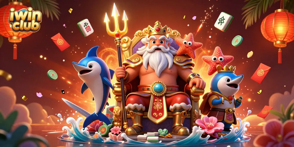 Experience thrilling gaming with iwin club's vibrant 3D illustration showcasing rich casino elements.
