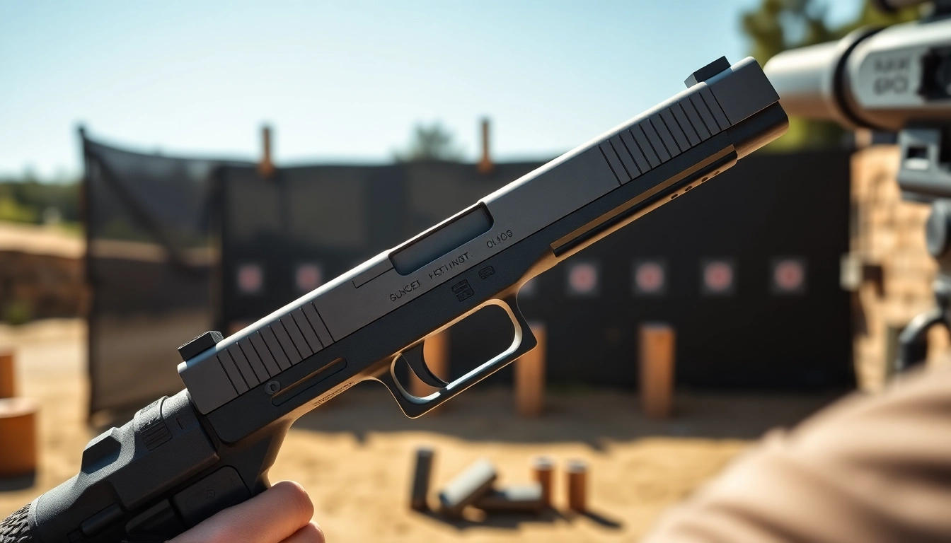 Glock 19 slide mos demonstrating precision and optics compatibility in a shooting range setup.