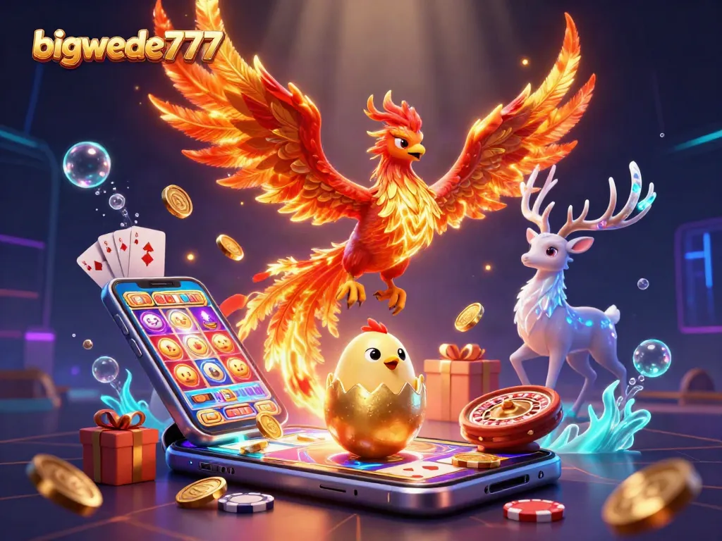 Experience bigwede777's exhilarating slots with a stunning phoenix theme and vibrant game elements.