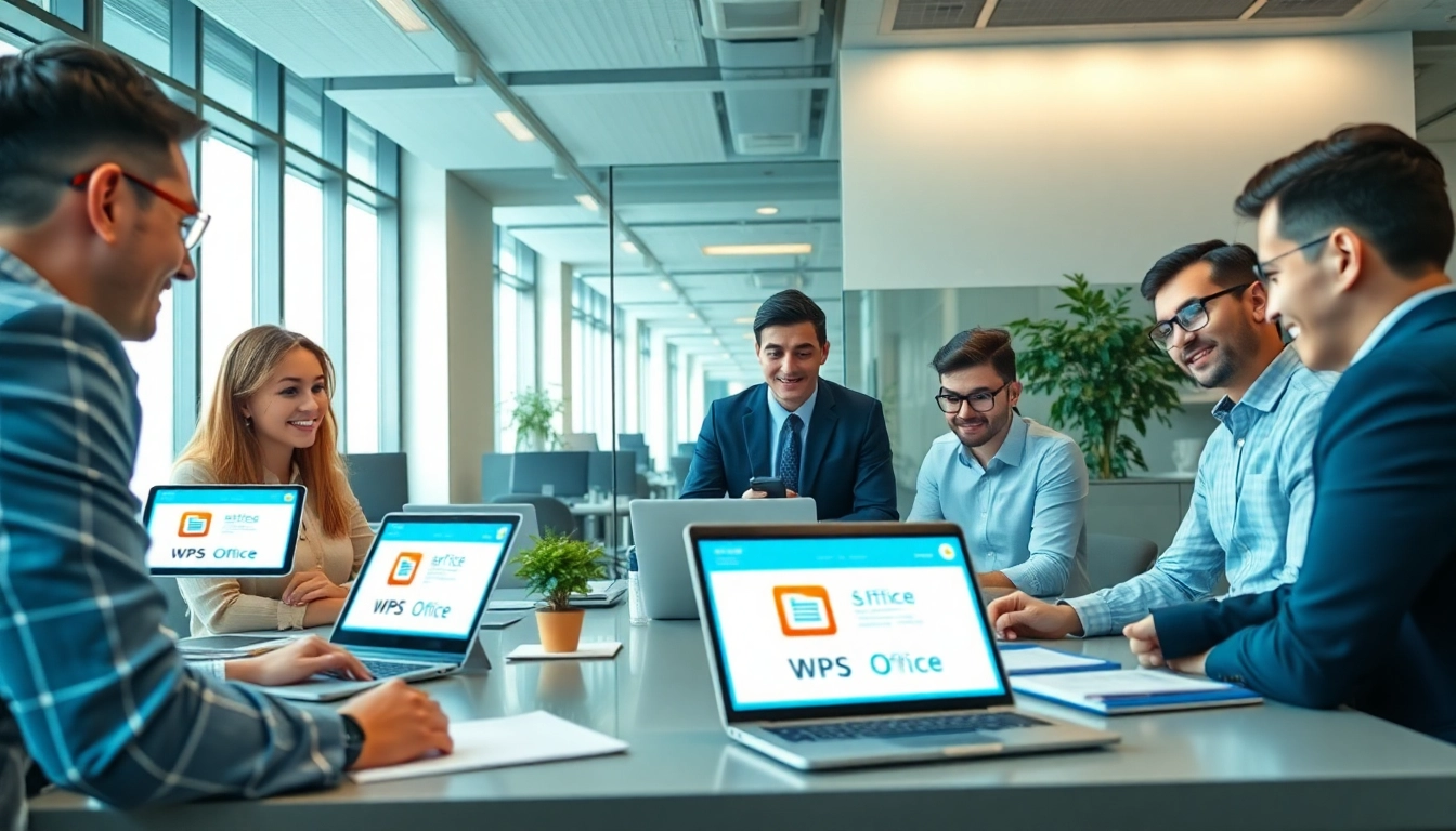 动态工作空间展示各种设备上的 WPS Office 应用程序，突出生产力。