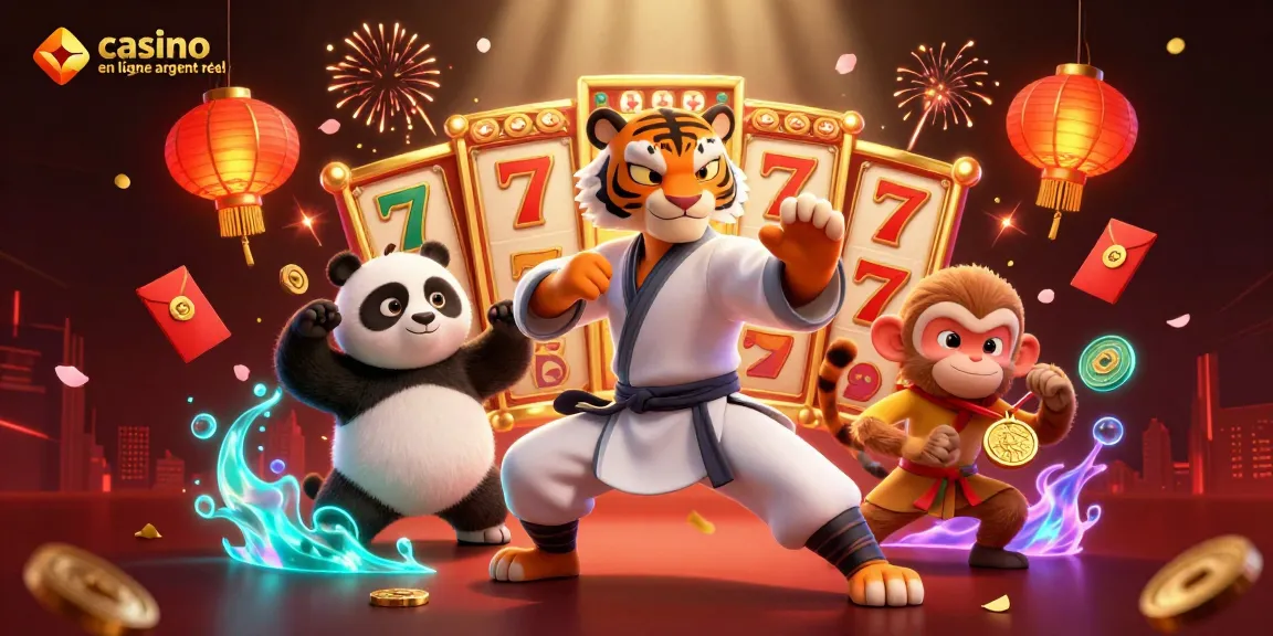 Rejoignez l'univers du casino en ligne argent réel avec des personnages animés et des éléments festifs.