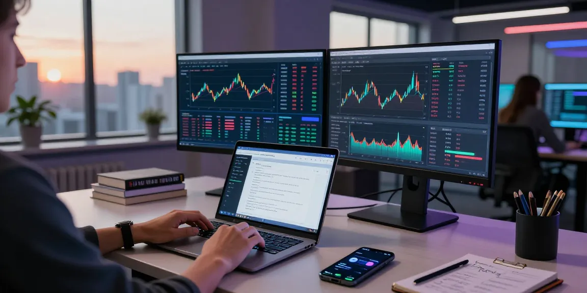 Engaging cloud mining crypto analysis in a modern workspace with trading charts and digital wallet.