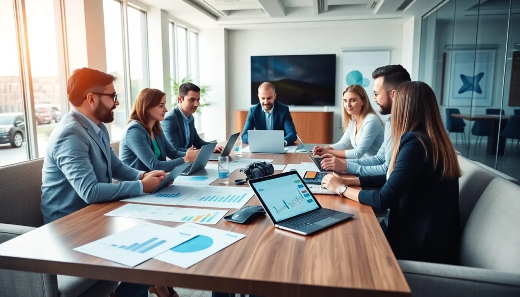 Discussing strategies for youtube smm panel growth in a vibrant office environment