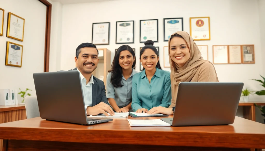 Maid visa services Dubai assistance in a professional office setting with friendly consultants.