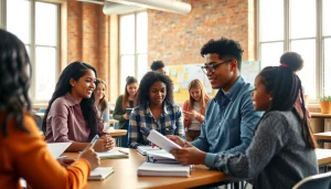 Engaged students participating in diverse Education activities in a bright classroom.