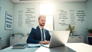 Engaging scene highlighting a job search process in a modern workspace.