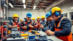 Students training at an electrician trade school in Colorado, honing their skills with real equipment.