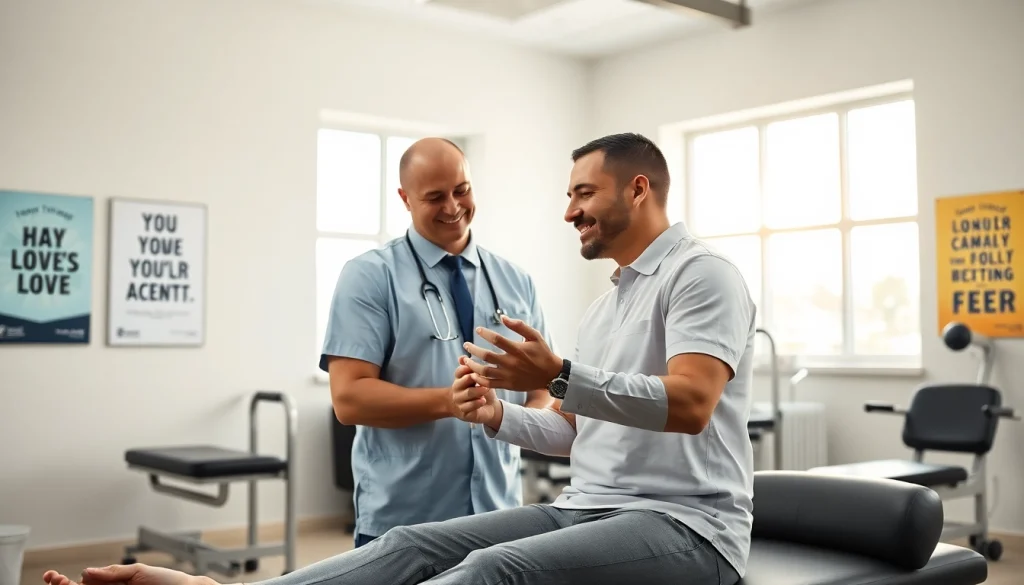 Promote Physical Therapy Marketing with expert therapists engaging patients in a serene clinic.