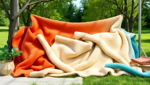 Fleece fabric showcased with various textures and colors in a natural setting.