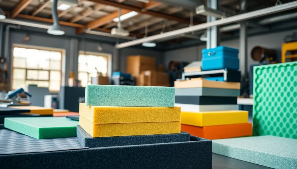 Showcase of Custom Foam Inserts designed for various applications in a workshop.