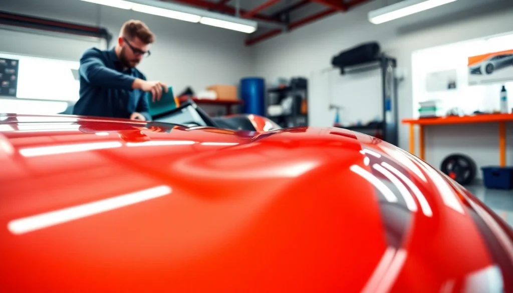 Ceramic coating near me enhances the gloss and protection of a vehicle in a professional detailing session.